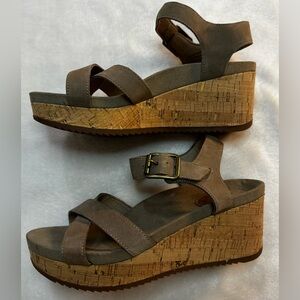 ABEO Bio System Nylah Tan Leather Cork Wedge Sandals Women’s 6N